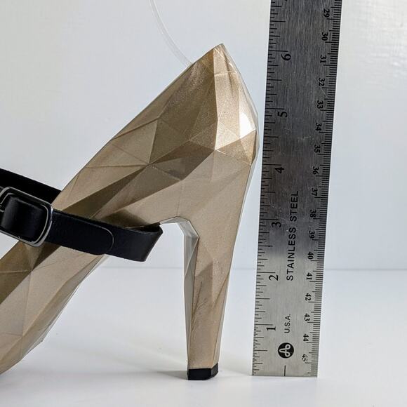 United Nude Shoes Lo Res Pump Womens EU 37 Rose Glitter Black Strap Heels - Picture 13 of 16